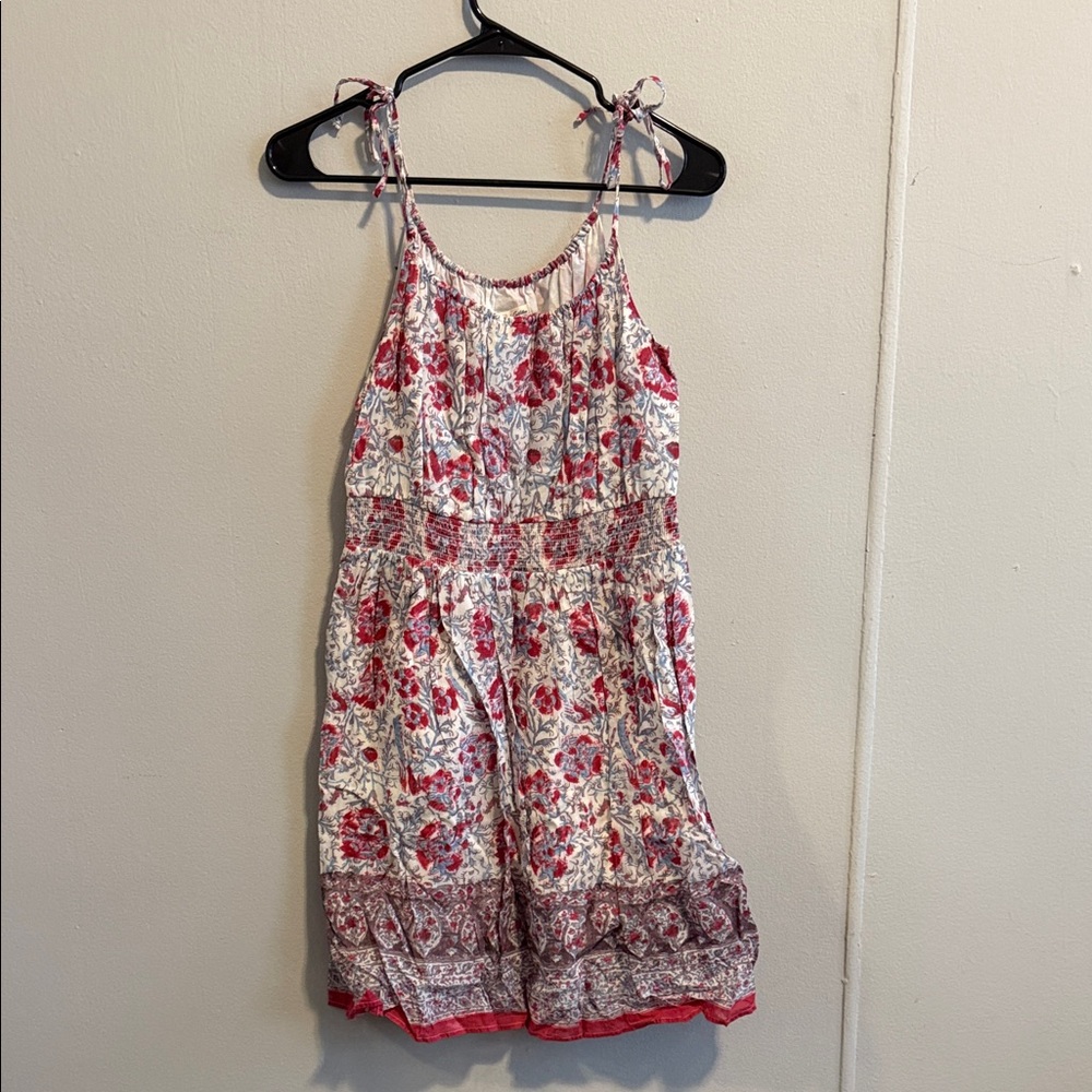 American Eagle Outfitters White Dress with Red Floral Print